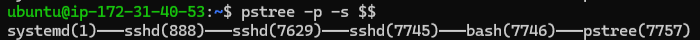 SSH strace proc pstree output
