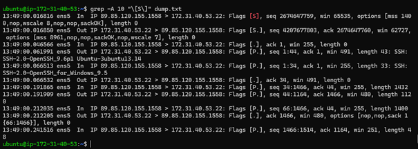 tcpdump with redirection